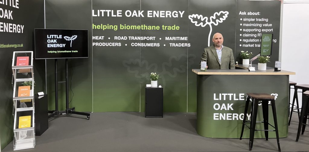 George Trowbridge at the Little Oak Energy stand at the World Biogas Expo